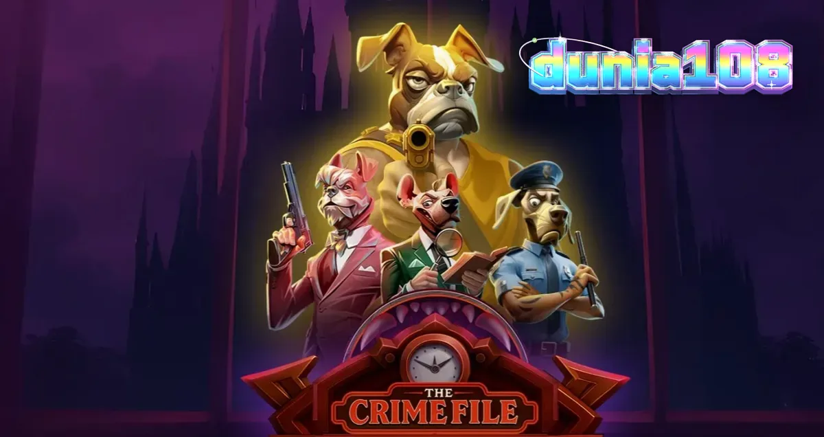 Tampilan visual slot The Crime File dengan tema detektif noir
